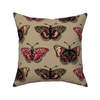 Butterflies - Butterfly Pattern In Red, Orange & Tan