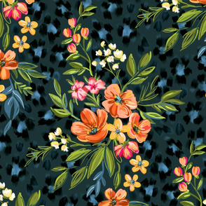 Apricot Maximalist Leopard Print Floral large print