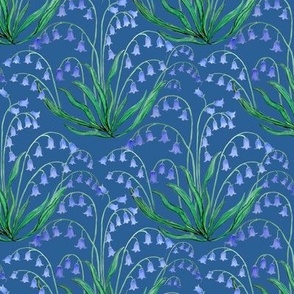 bluebell floral watercolour on dark blue