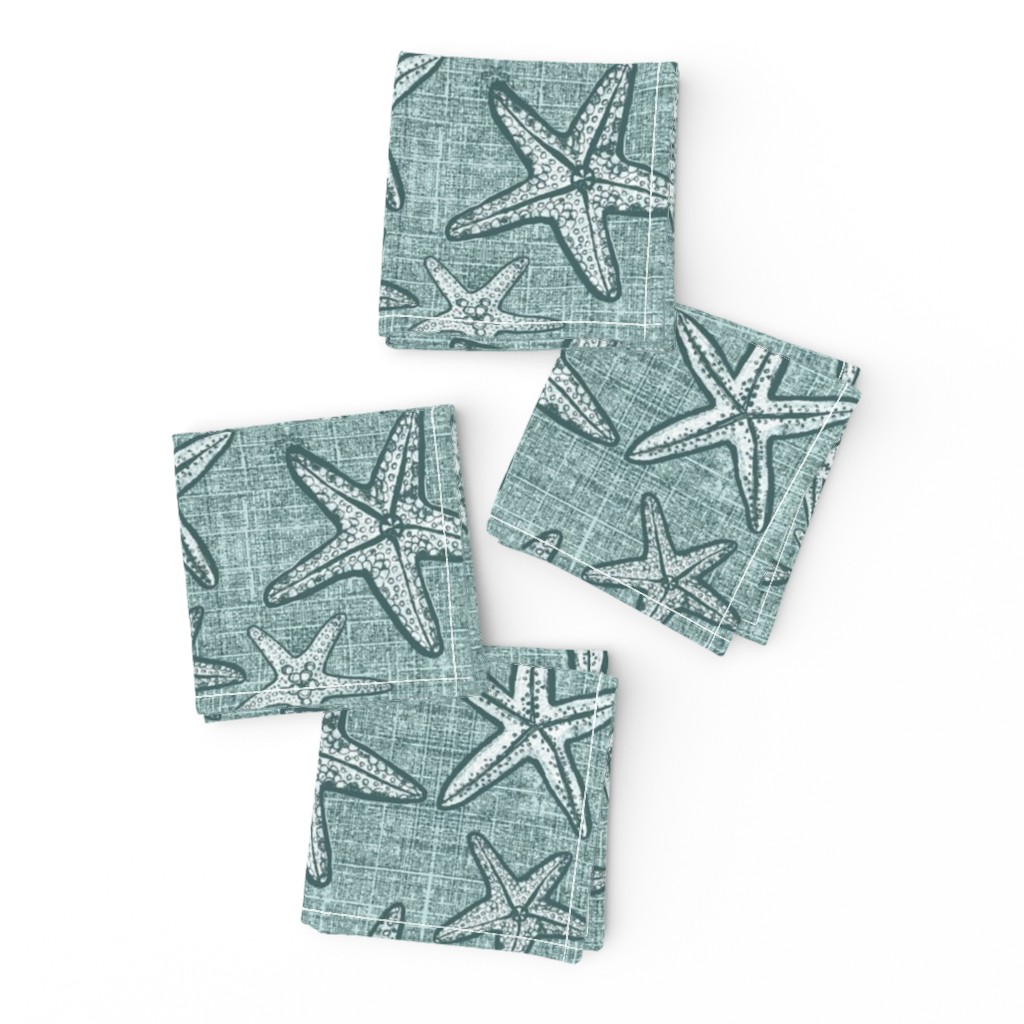 Starfish textured linen in pine and mint