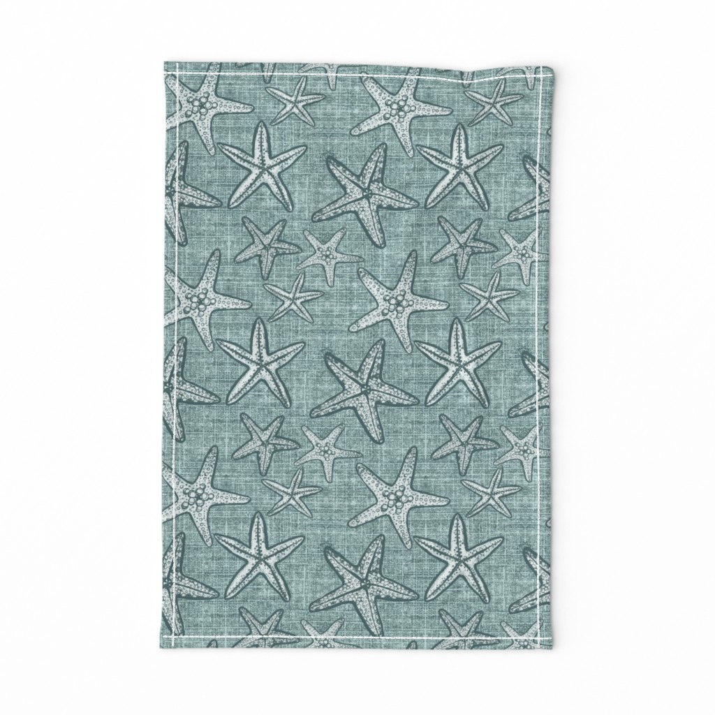 Starfish textured linen in pine and mint