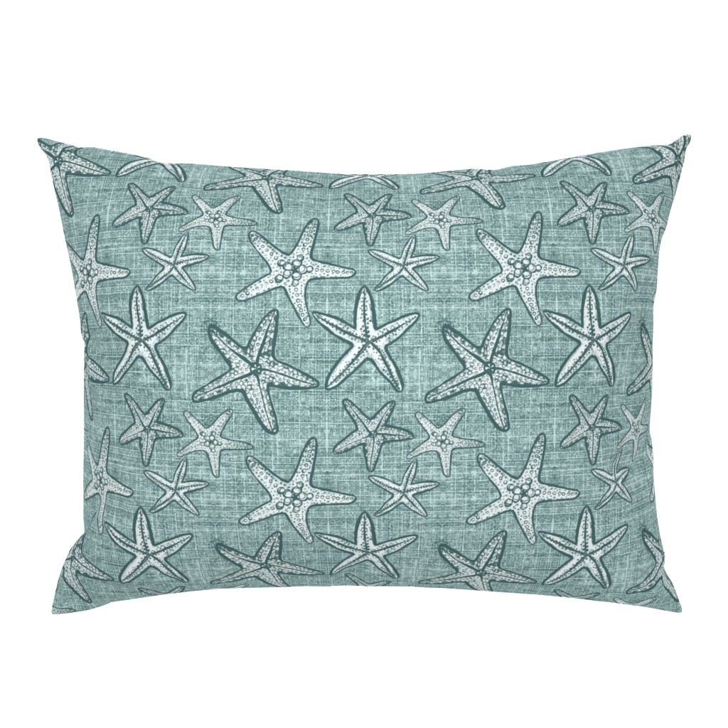 Starfish textured linen in pine and mint