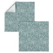 Starfish textured linen in pine and mint