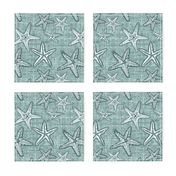 Starfish textured linen in pine and mint