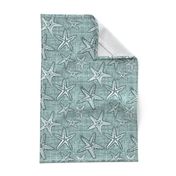 Starfish textured linen in pine and mint