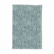 Starfish textured linen in pine and mint