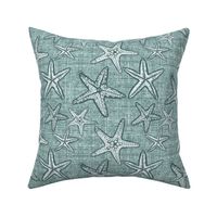 Starfish textured linen in pine and mint