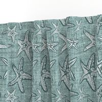 Starfish textured linen in pine and mint