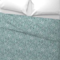 Starfish textured linen in pine and mint