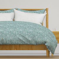 Starfish textured linen in pine and mint