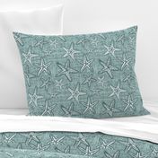 Starfish textured linen in pine and mint