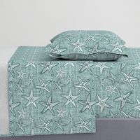 Starfish textured linen in pine and mint