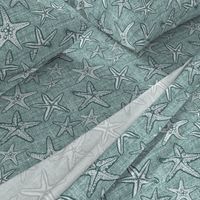 Starfish textured linen in pine and mint