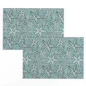 Starfish textured linen in pine and mint