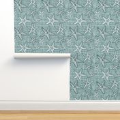 Starfish textured linen in pine and mint