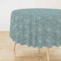 Starfish textured linen in pine and mint