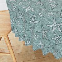 Starfish textured linen in pine and mint