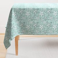 Starfish textured linen in pine and mint