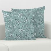 Starfish textured linen in pine and mint