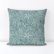 Starfish textured linen in pine and mint