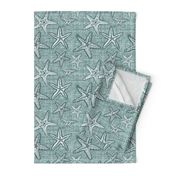 Starfish textured linen in pine and mint