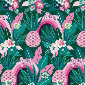 pink  green tropical fantasy/large scale