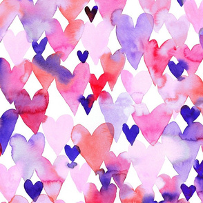 1000 hearts watercolor on white