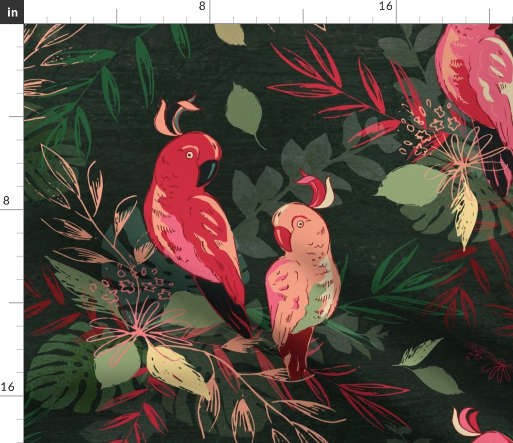 Tropical exotic birds and florals