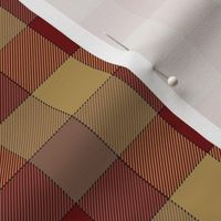 paneled tartan check - 3" - red, taupe, soft gold