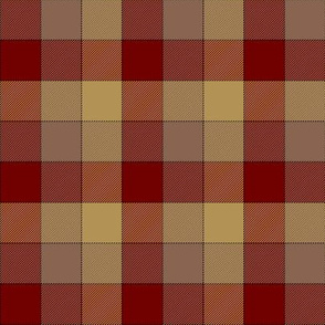 paneled tartan check - 3" - red, taupe, soft gold