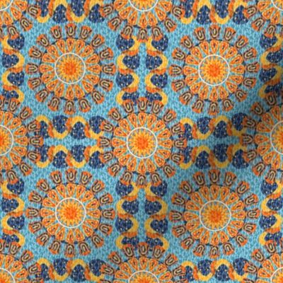 Custom Bohemian Rosettes and Borders in Blue and Orange
