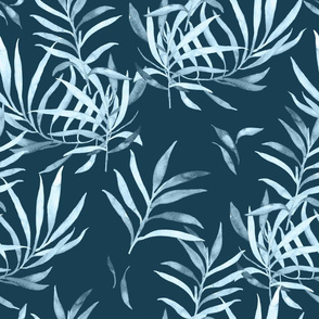 Tropical Foliage|LARGE|Classic Blue|Renee Davis