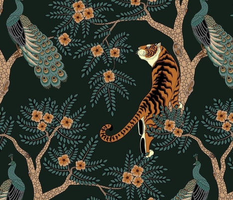 Tiger And Peacock Wallpaper