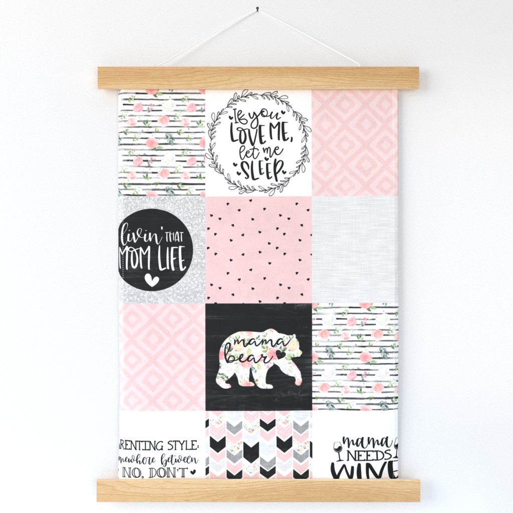 MomLife//Wine//Pink - Wholecloth Cheater Quilt