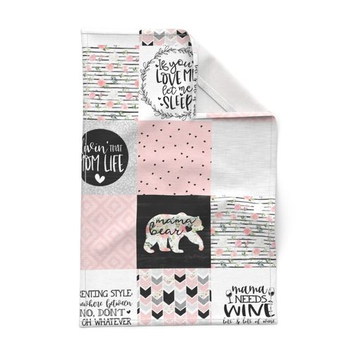 MomLife//Wine//Pink - Wholecloth Cheater Quilt