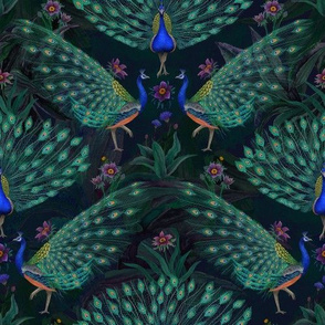 Floral Peacocks