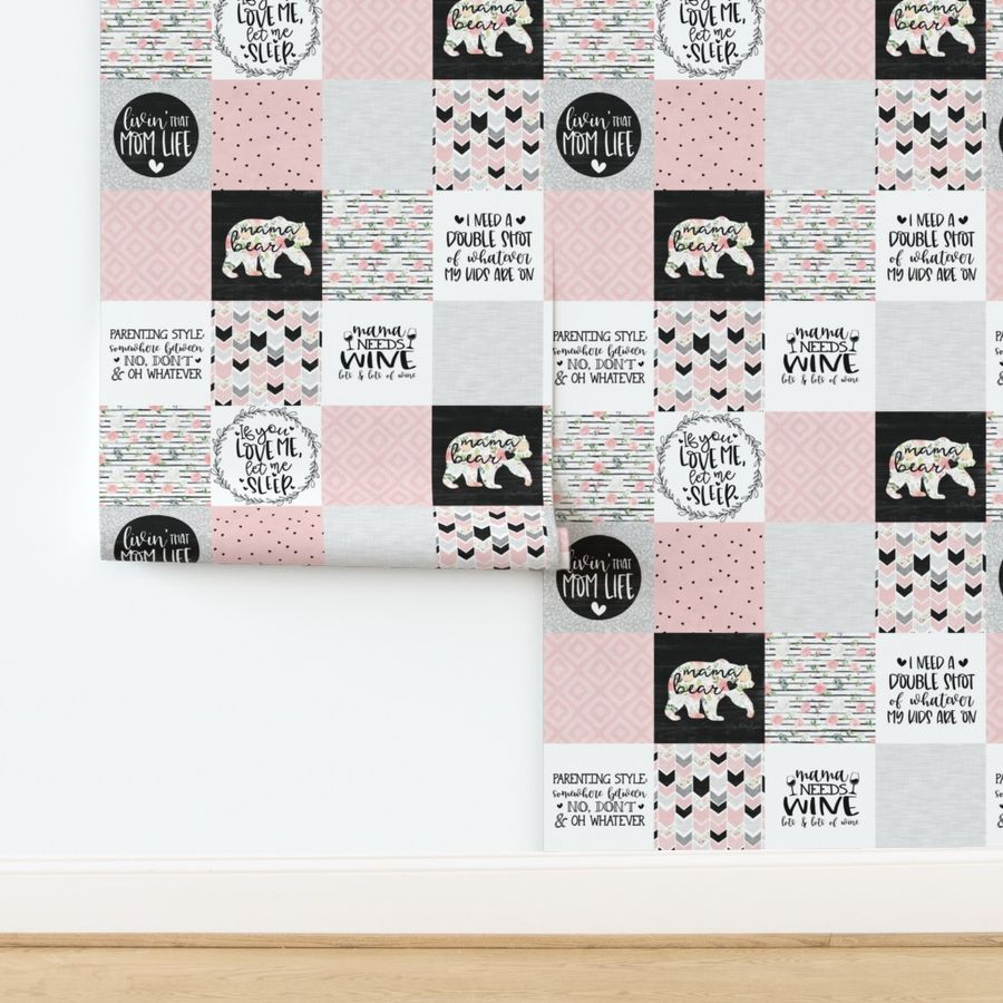 1.5 Inch Momlife//Wine//Pink - Wholecloth Cheater Quilt