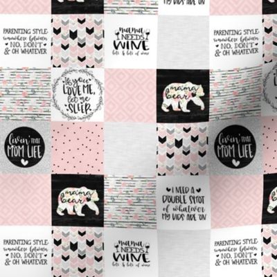 1.5 Inch Momlife//Wine//Pink - Wholecloth Cheater Quilt