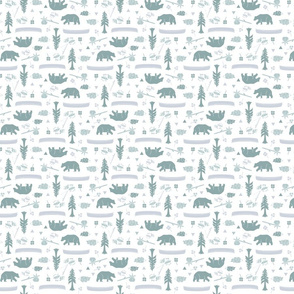 Woodland Animals Pastel Teal