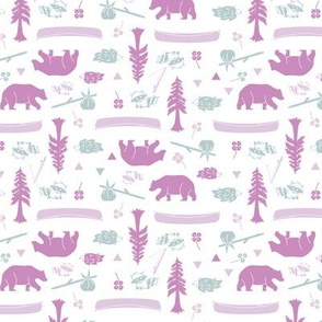 Woodland Animals Pastel Lavnder & Teal