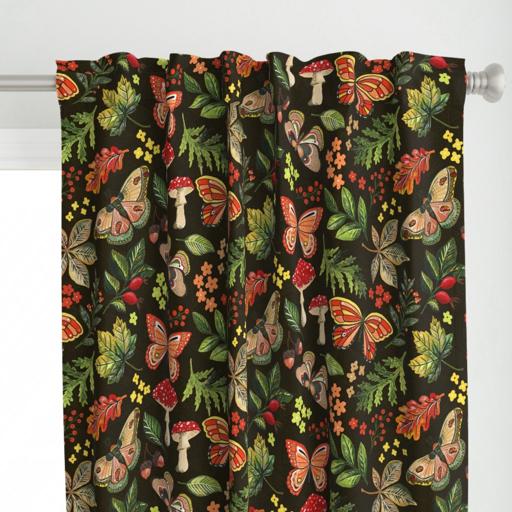 Animalier Forest Butterflies on Golden Brown by Angel Gerardo - Large Scale