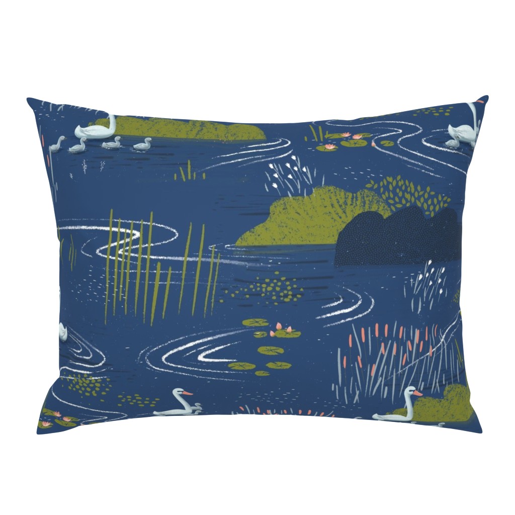 Swan Pond M+M Navy Blue by Friztin