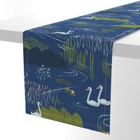 Swan Pond M+M Navy Blue by Friztin