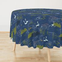 Swan Pond M+M Navy Blue by Friztin