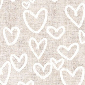 Pastel Hearts // Beige Washed Linen - Valentine's Day