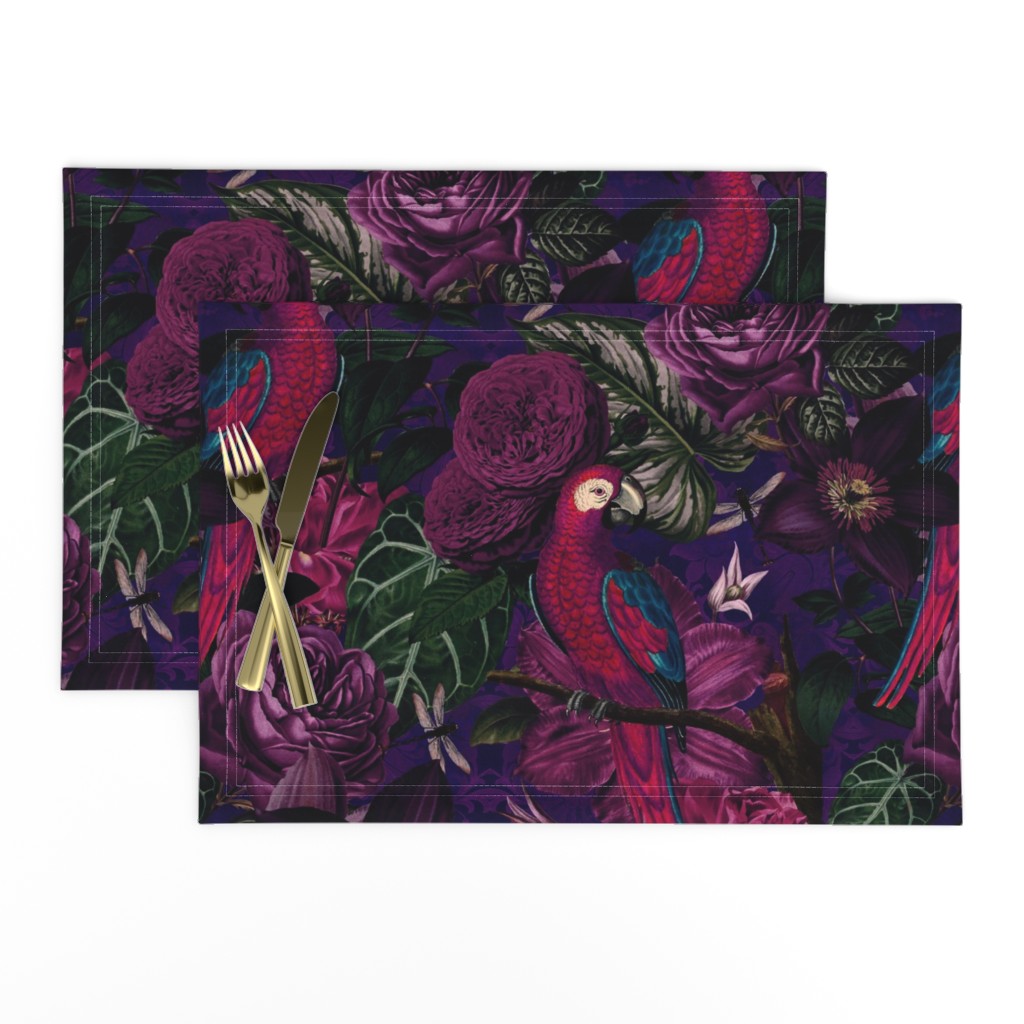 Dark Jungle Birds Tropical Pattern With Birds And Exotic Plants Medium Size