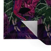 Dark Jungle Birds Tropical Pattern With Birds And Exotic Plants Medium Size