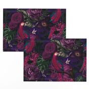 Dark Jungle Birds Tropical Pattern With Birds And Exotic Plants Medium Size