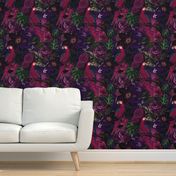 Dark Jungle Birds Tropical Pattern With Birds And Exotic Plants Medium Size