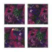 Dark Jungle Birds Tropical Pattern With Birds And Exotic Plants Medium Size